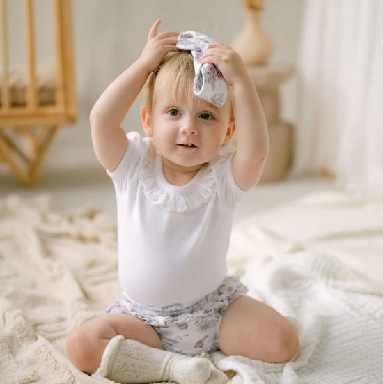 Aster and Oak White Ruffle Puff Onesie