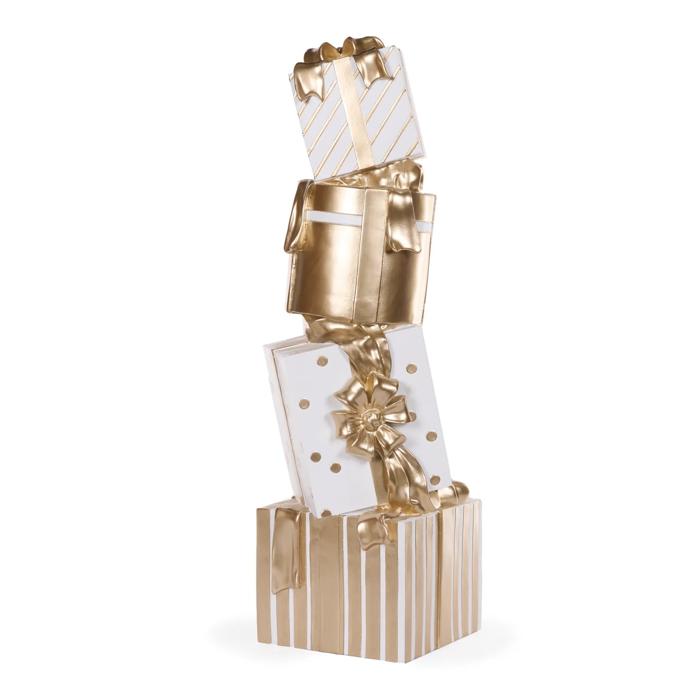 Holly & Ivy - White & Gold Present Stack 72cm