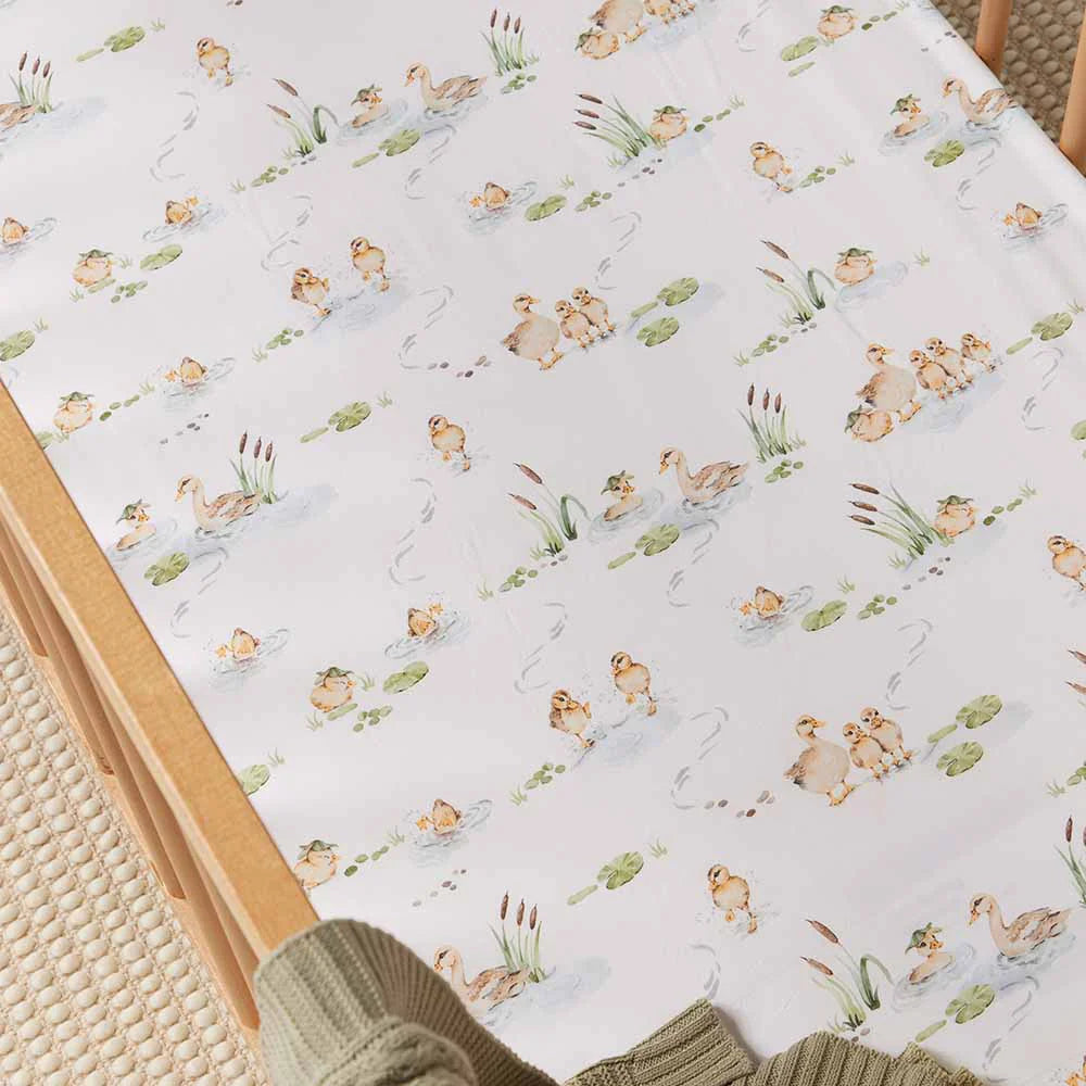 Snuggle Hunny Fitted Cot Sheet - Duckpond