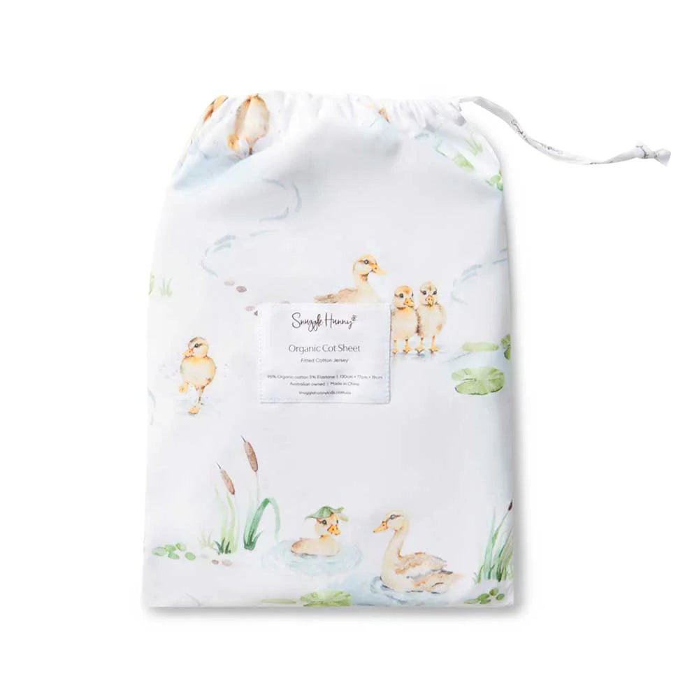 Snuggle Hunny Fitted Cot Sheet - Duckpond