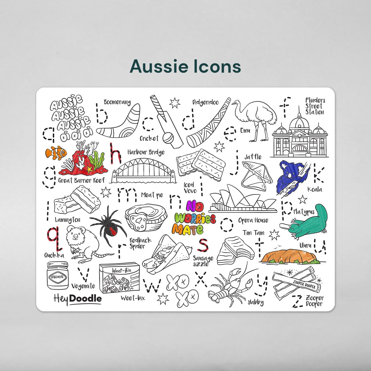 Hey Doodle Aussie Icons Classic Colouring & Doodle Mat
