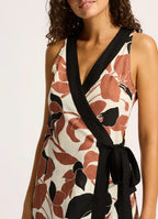 Seafolly Australia Secret Garden Mini Wrap Mini Dress Black