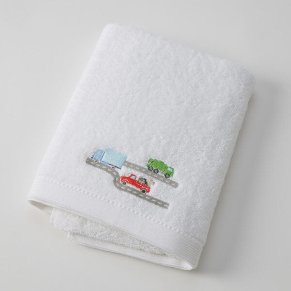 Jiggle & Giggle Trucking Along Bath Towel & Face Washer in Organza Bag
