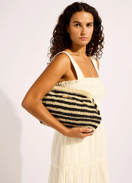 Seafolly Raffia Stripe Pouch Bag