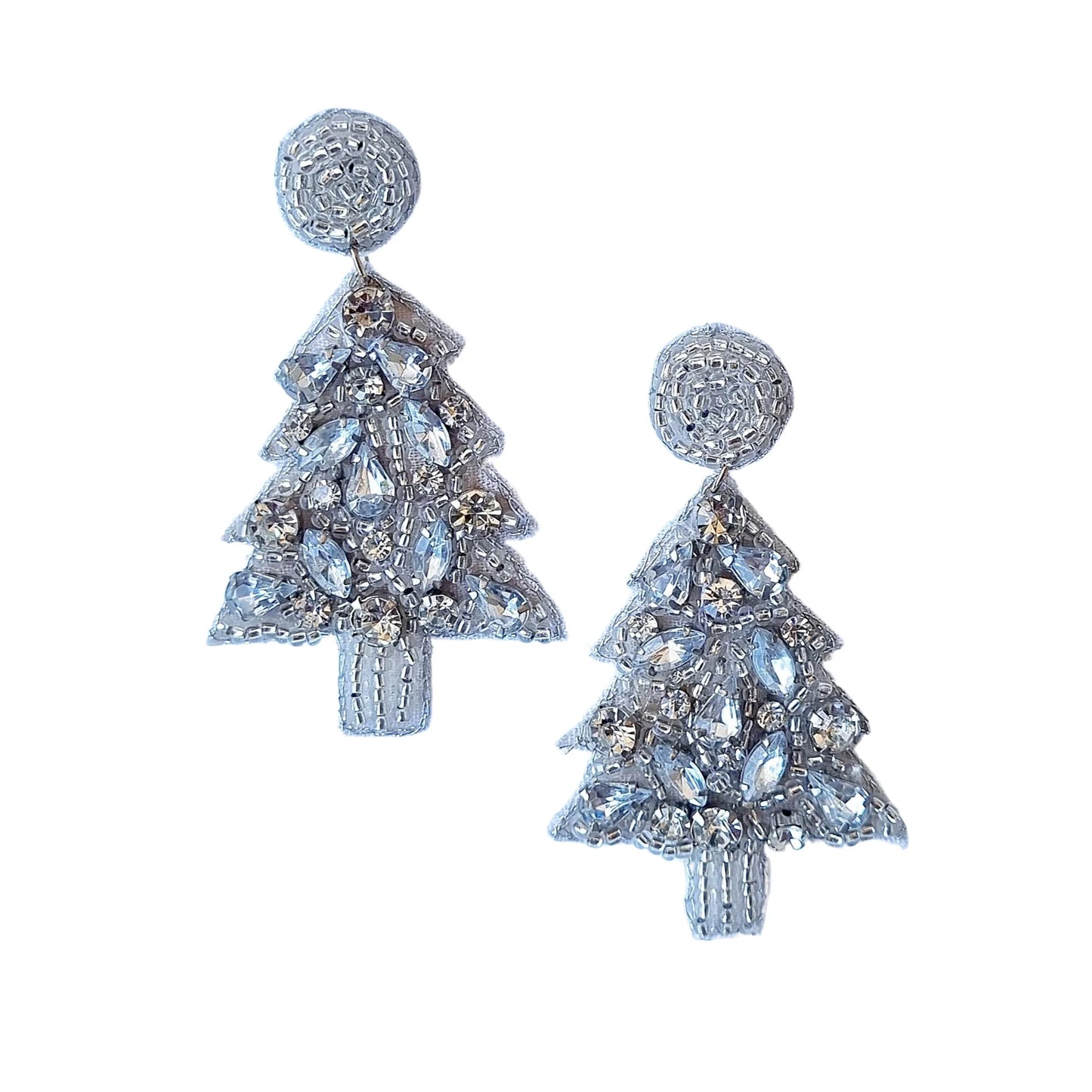 Zoda -Beaded Christmas Tree Earring Silver