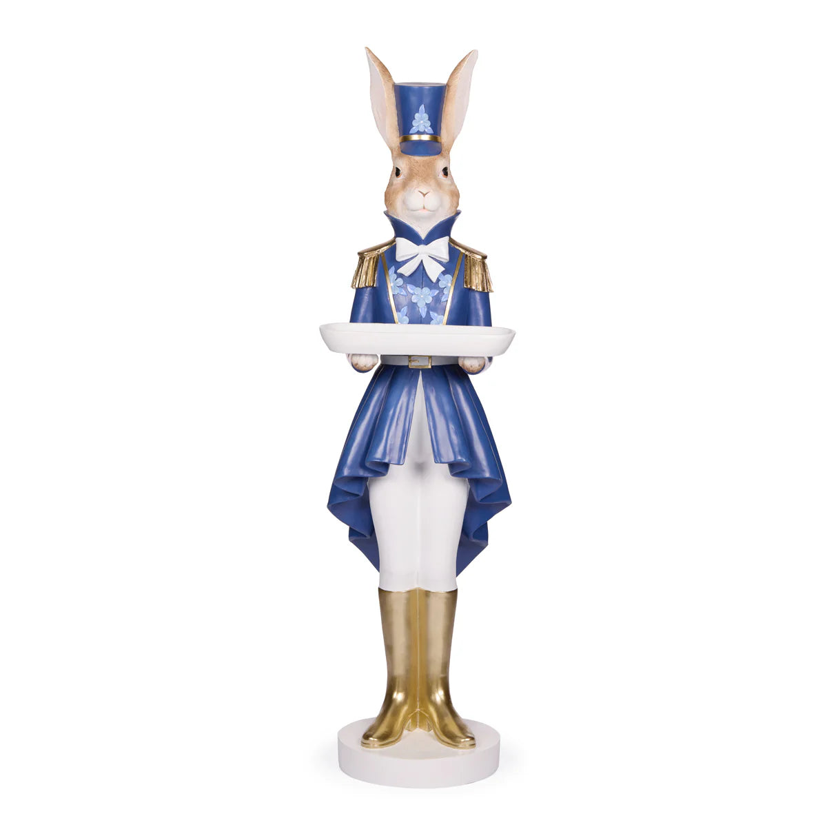 Holly & Ivy Blue Regal Rabbit Nutcracker With Wreath