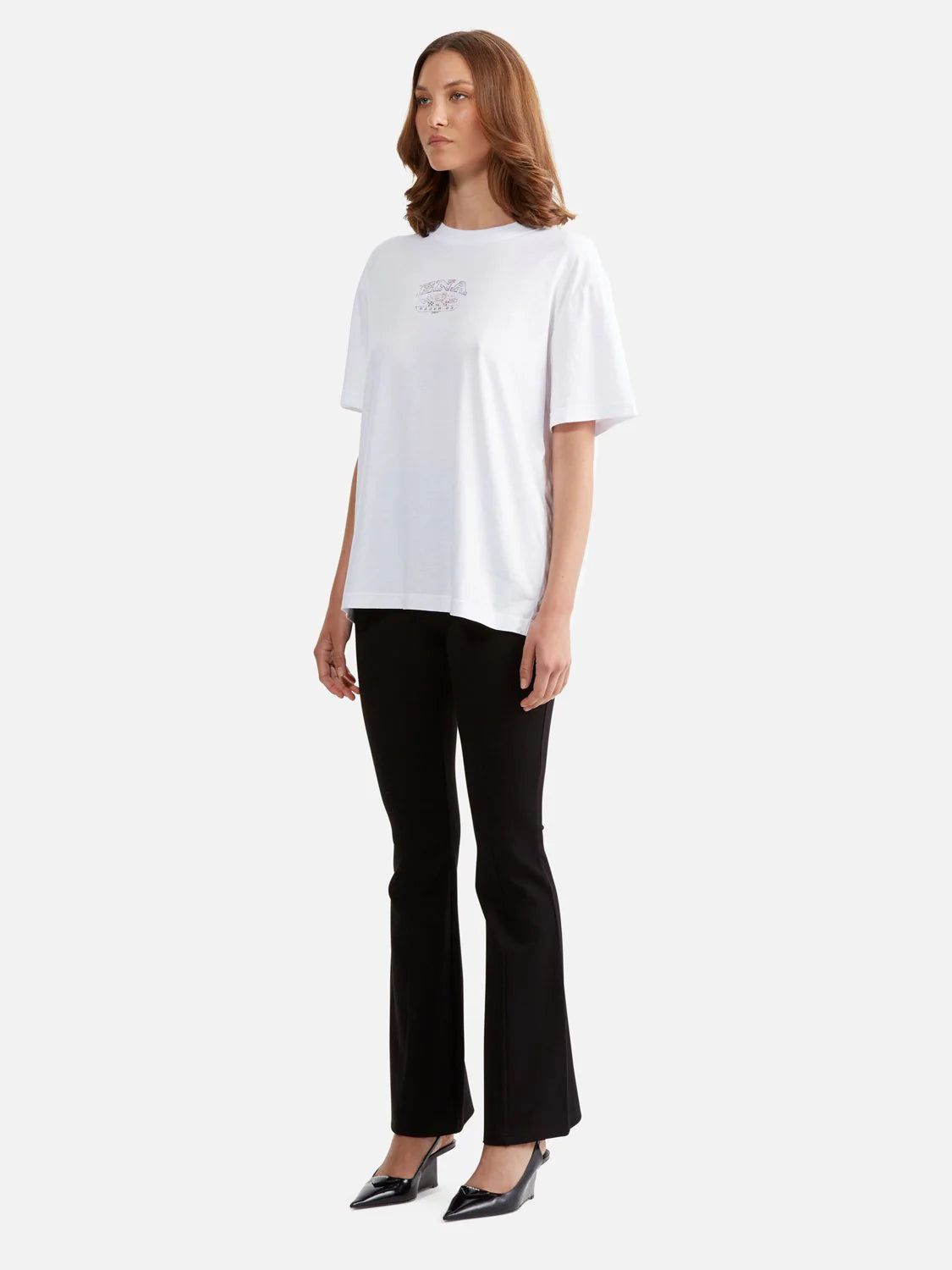 Ena Pelly Luna Oversized Tee Racer || Bright White