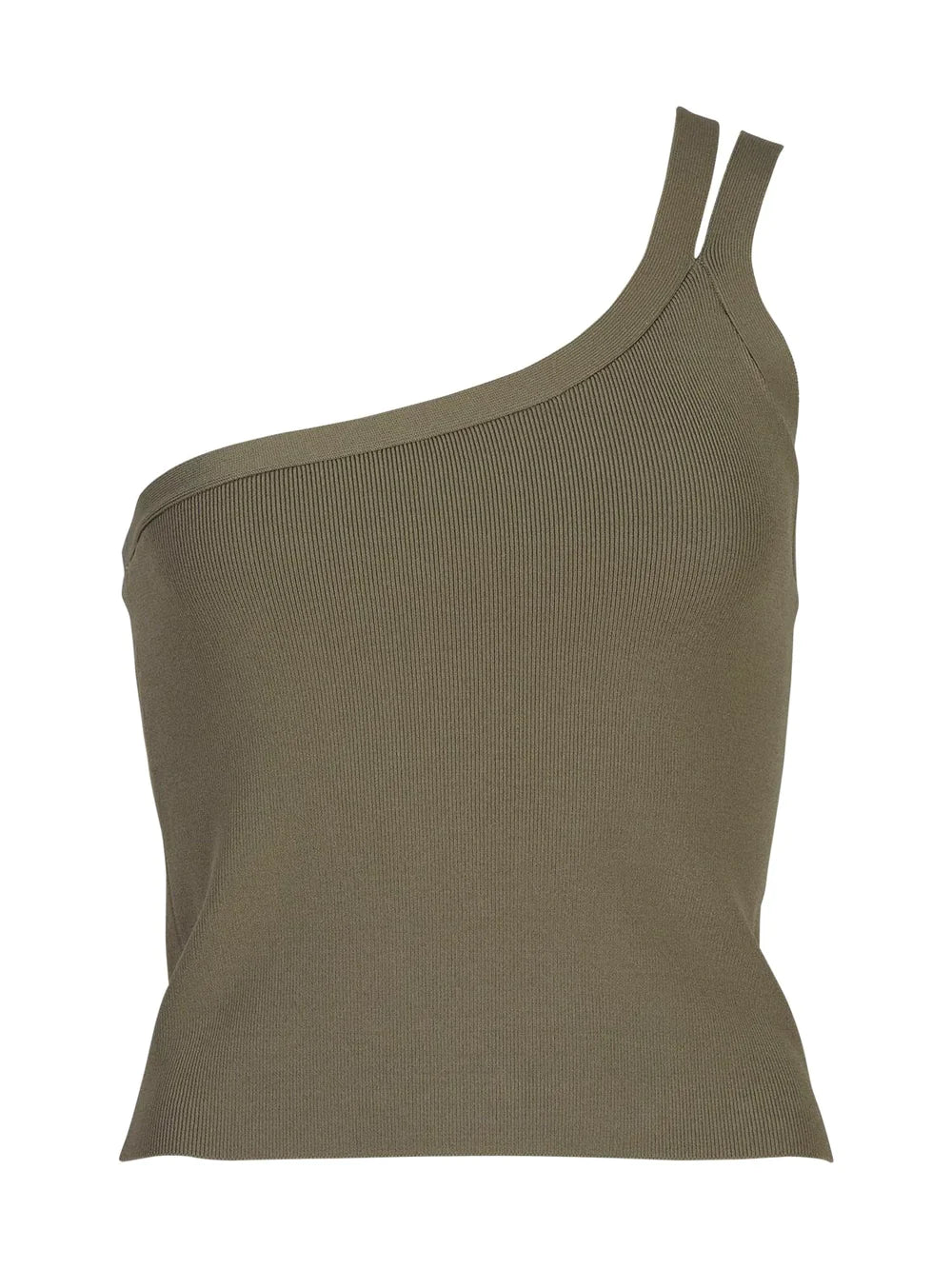 Ena Pelly Brand Logo Evie Luxe Asymmetric Knit Tank Olive