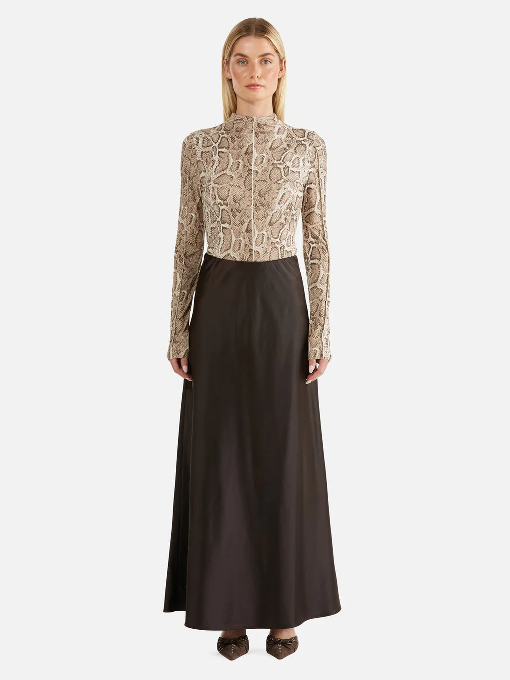 Ena Pelly Sadie Long Sleeve Top - Snake Skin