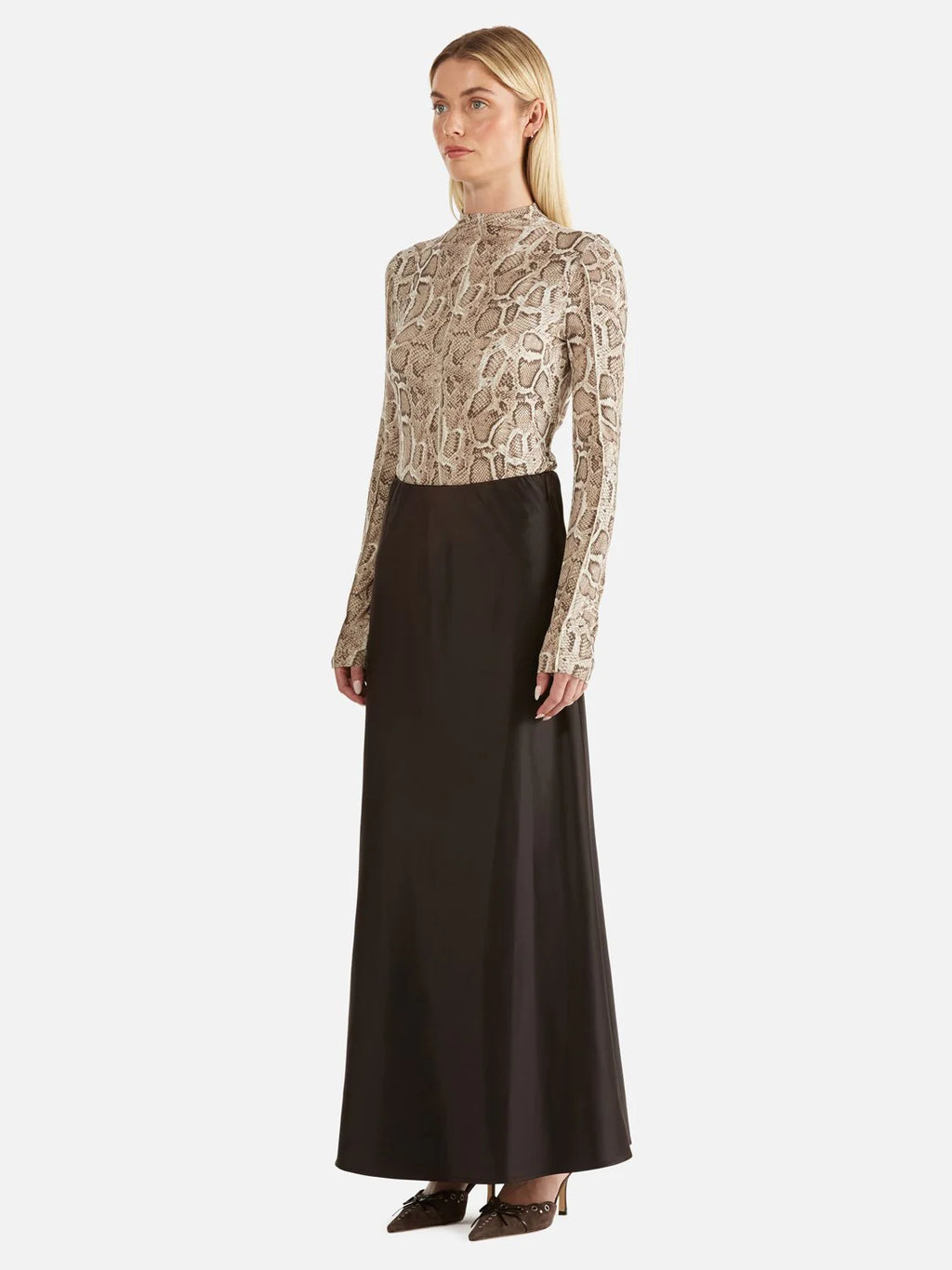 Ena Pelly Sadie Long Sleeve Top - Snake Skin