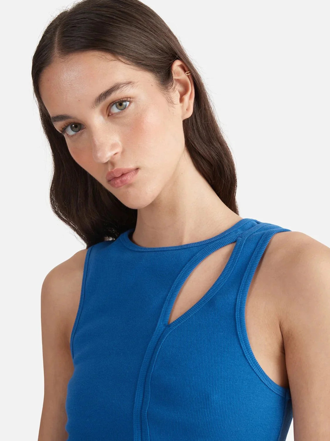 Ena Pelly Bronte Cut Out Rib Tank- Dazzling Blue