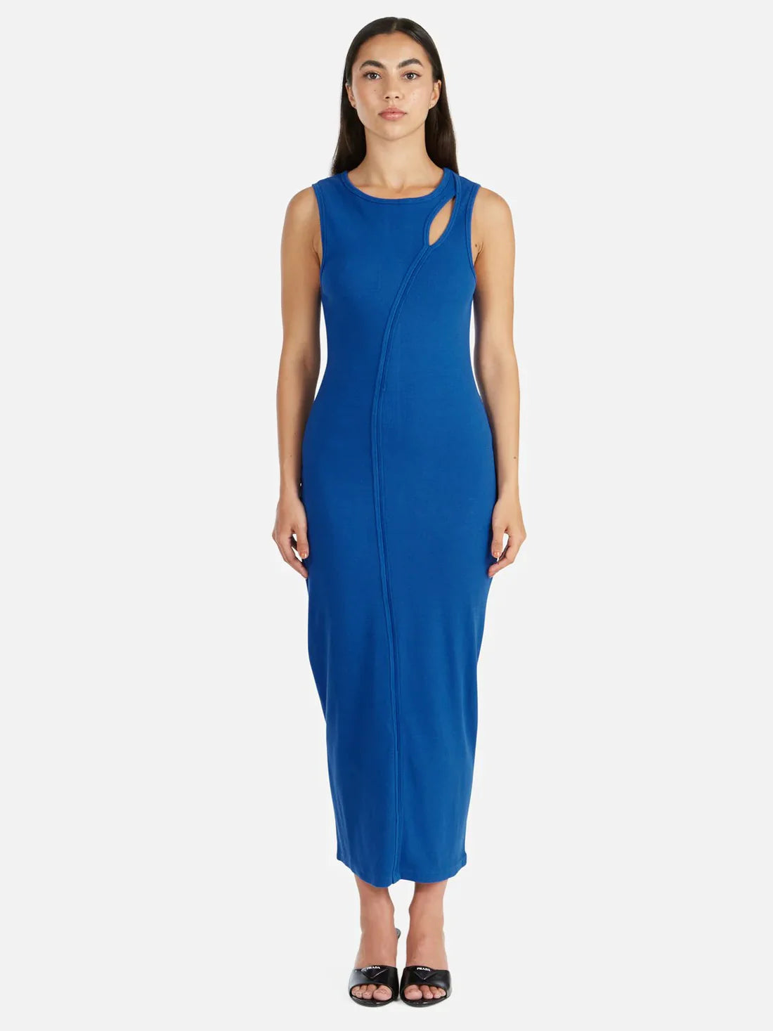 Ena Pelly Bronte Cut Out Rib Dress Dazzling Blue