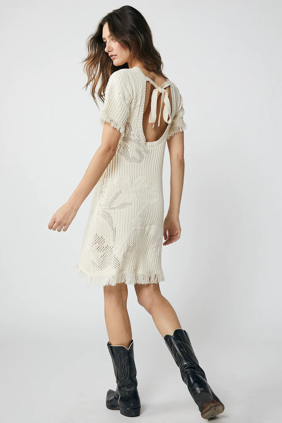 Rue Stiic Soleil Mini Dress - Ecru Textured