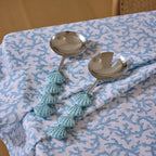 Madras Link Scallop Blue Salad Server Set 2