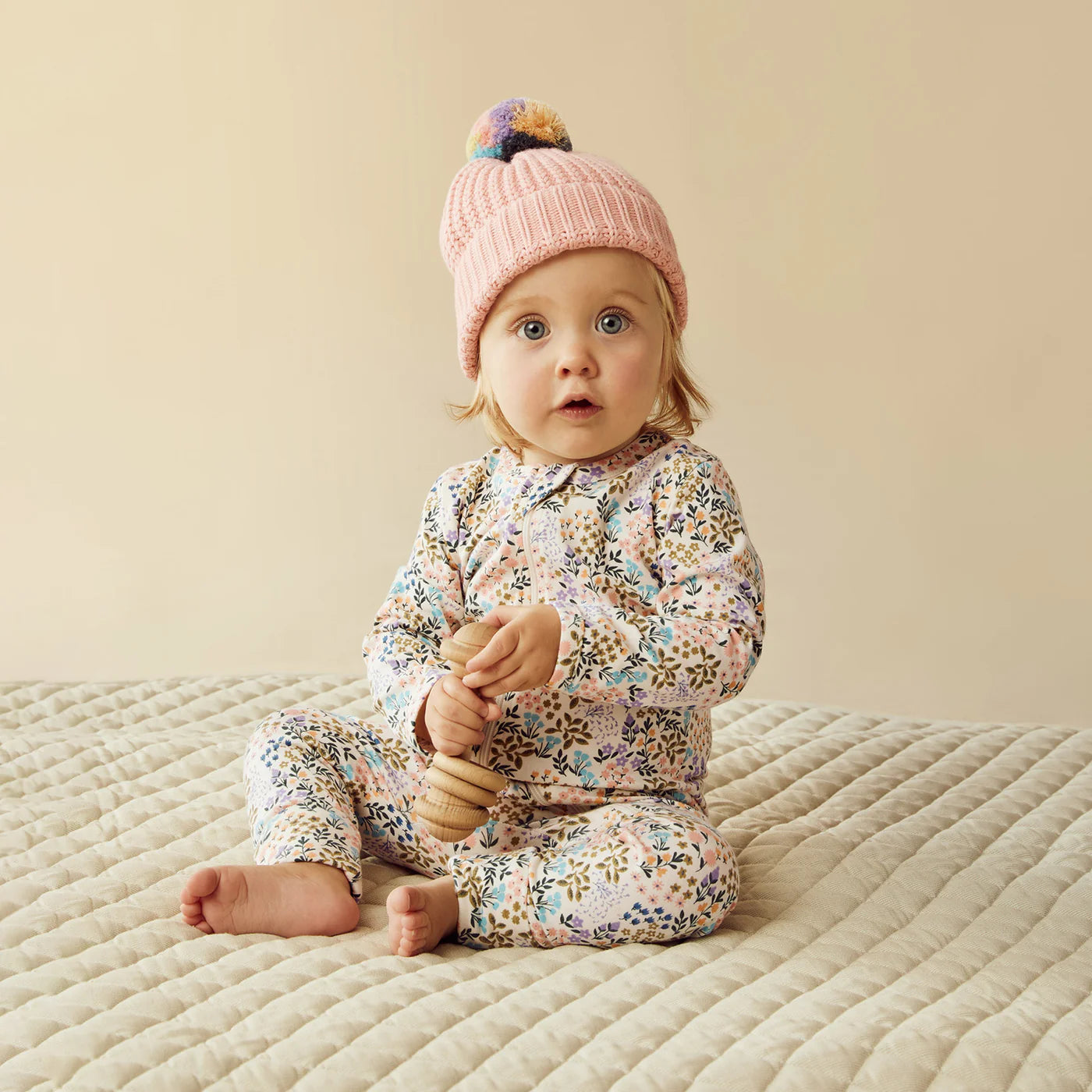 Wilson & Frenchy Tiny Bloom Organic Zipsuit With Feet