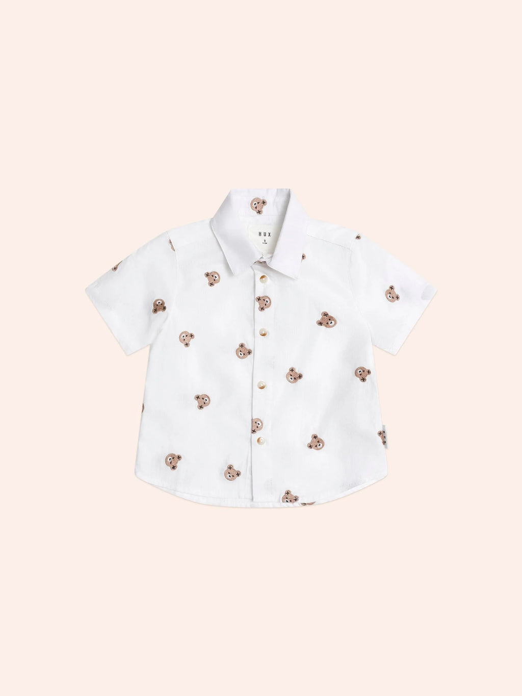 Huxbaby Shortsleeve Huxbear Button Up Crisp White