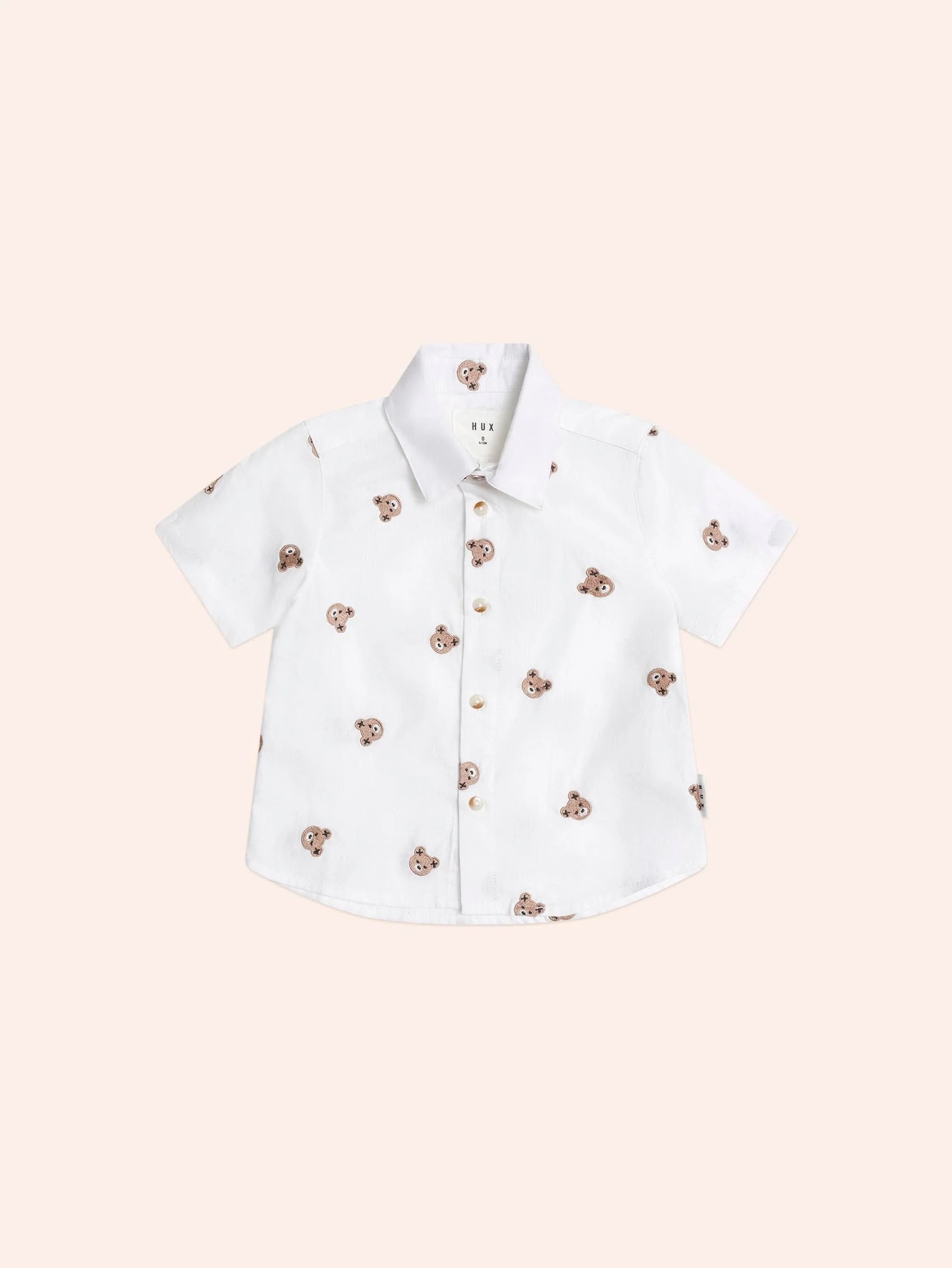 Huxbaby Shortsleeve Huxbear Button Up Crisp White
