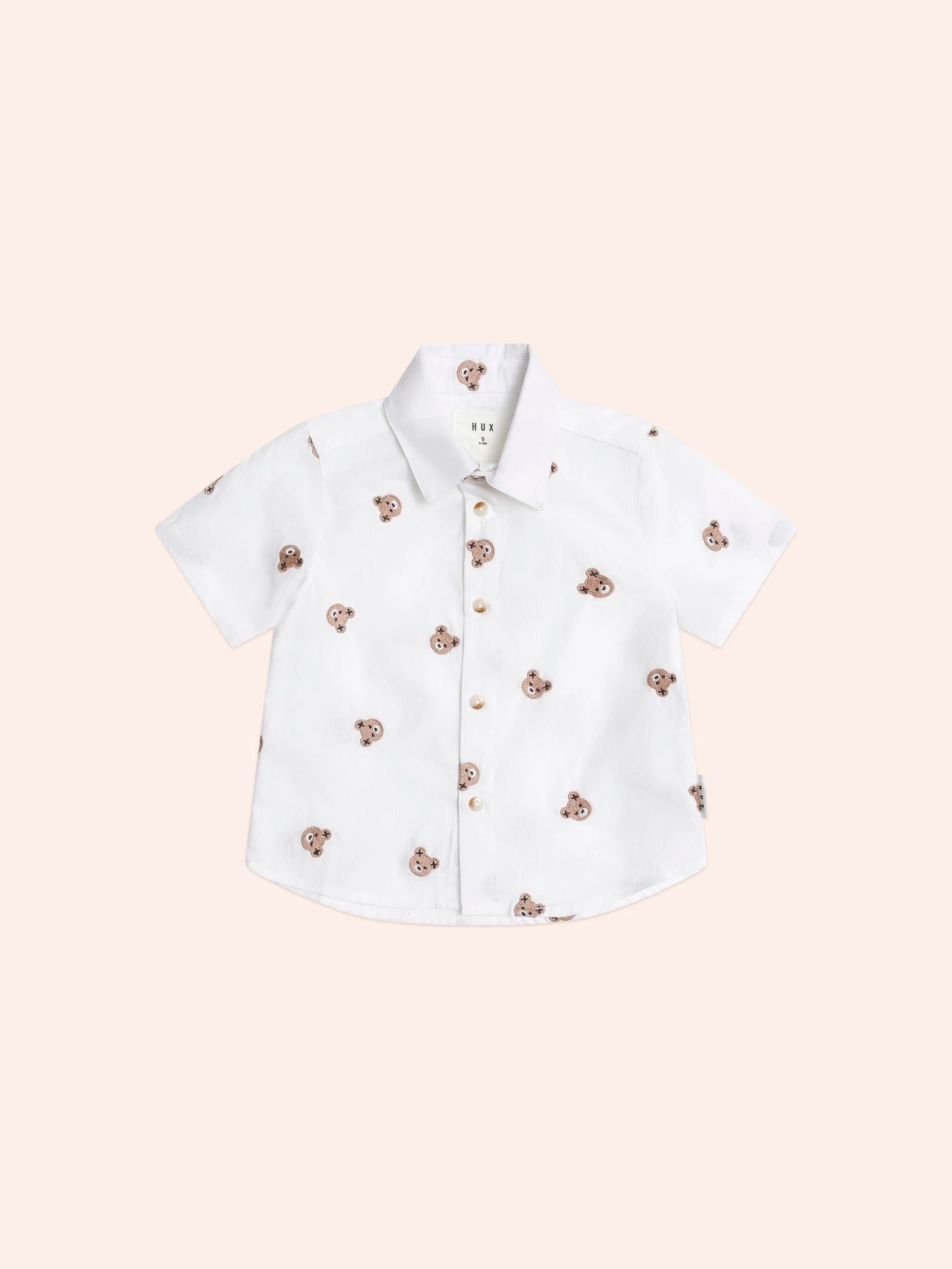Huxbaby Shortsleeve Huxbear Button Up Crisp White