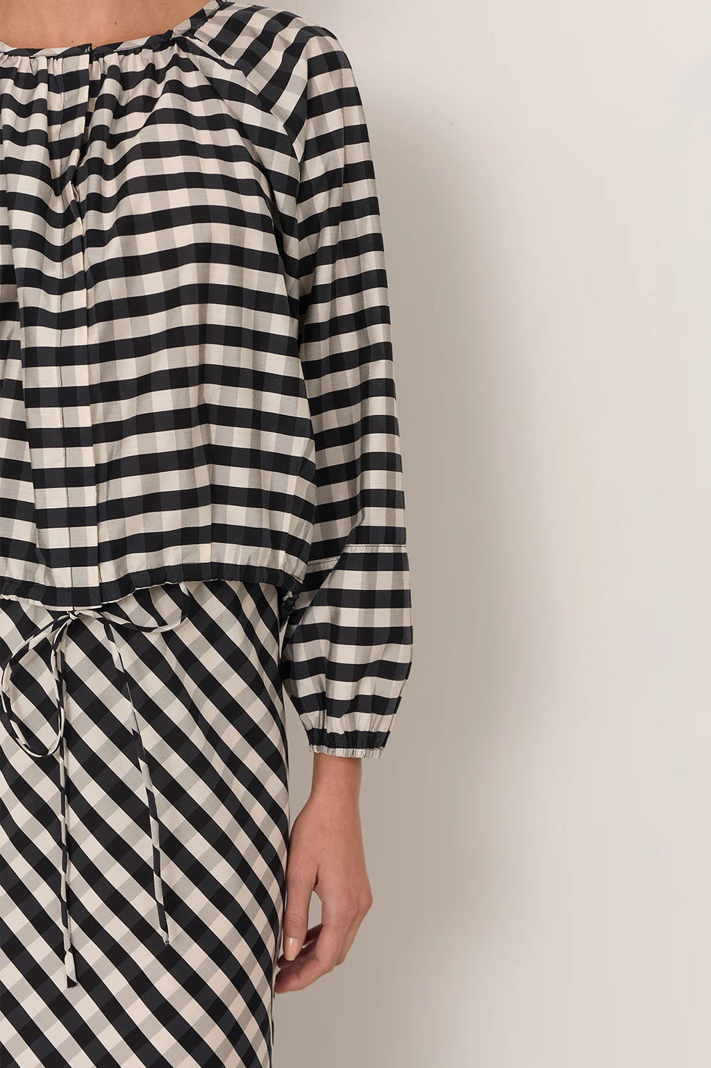 Adorne Yasmine Raglan Sleeve Gingham Top
