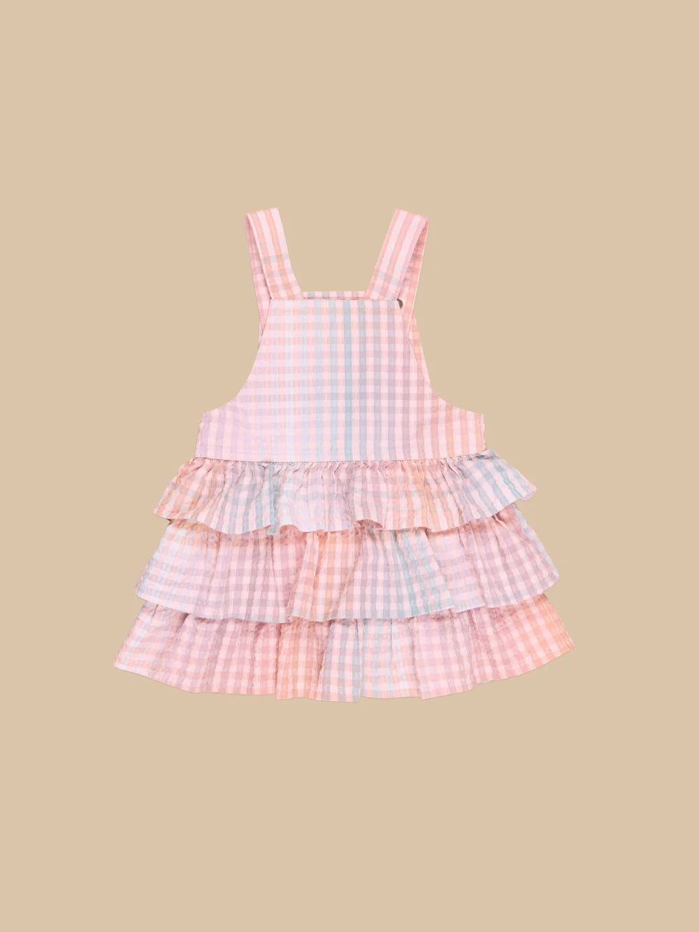 Huxbaby Rainbow Check Frill Overall Dress