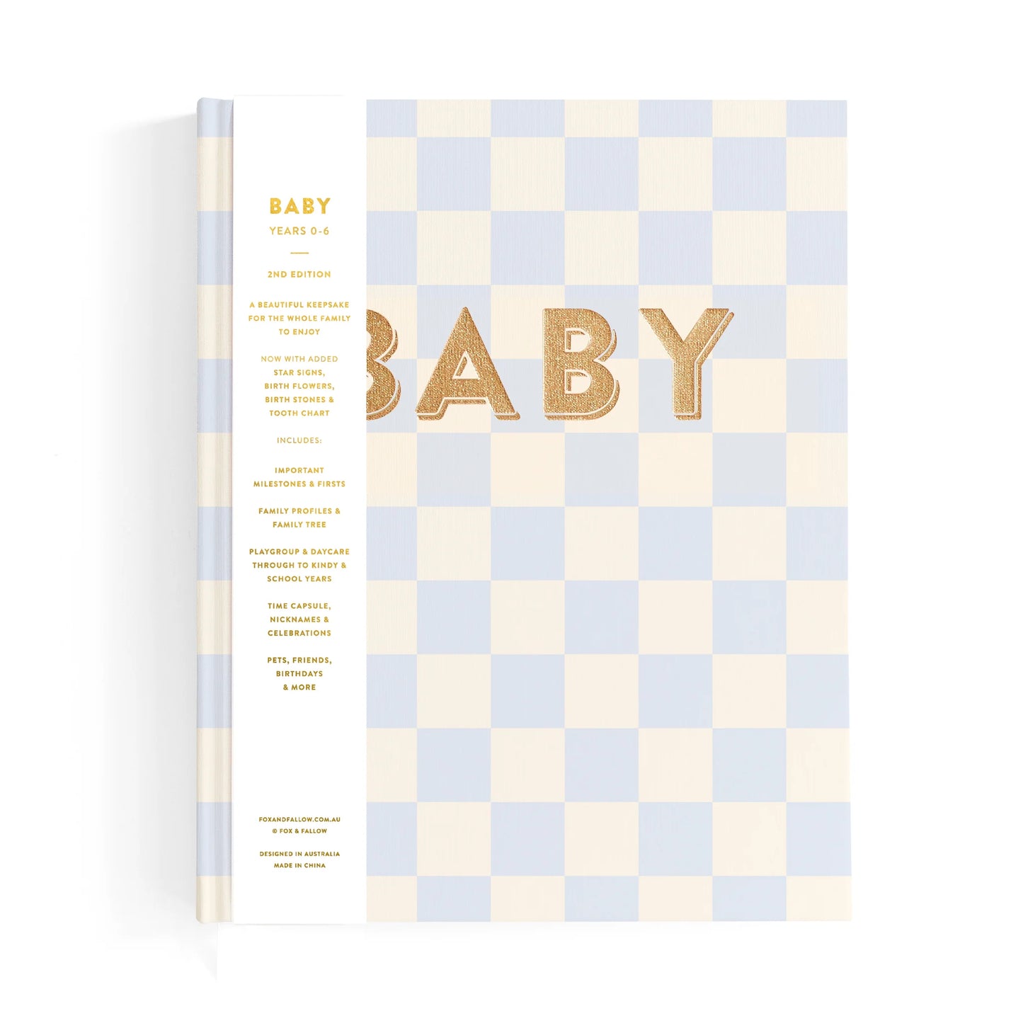 Fox & Fallow Baby Book Blue Check Boxed