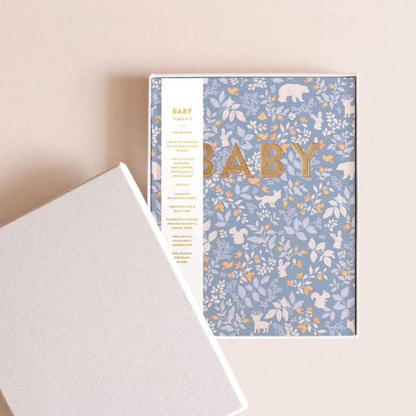 Fox and Fallow Baby Book Forest Friends Cornflour Blue Boxed