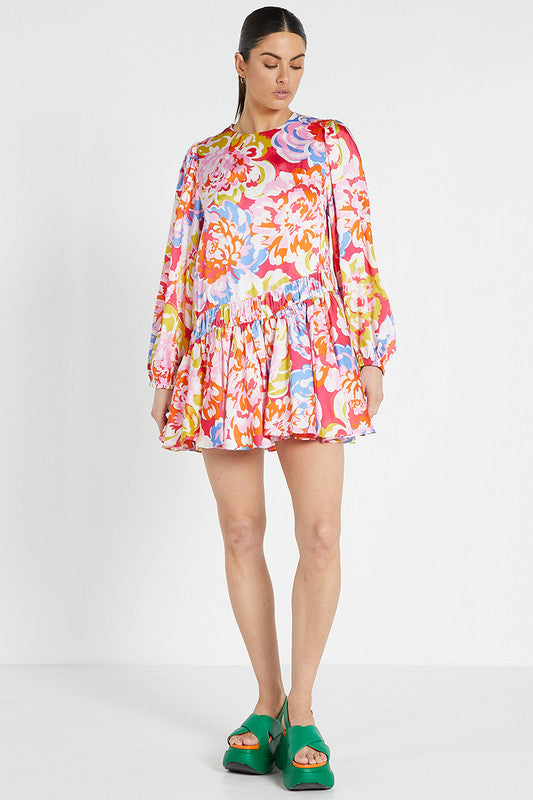 Bohemian Traders Flounce Mini Dress || Sakura Blossom