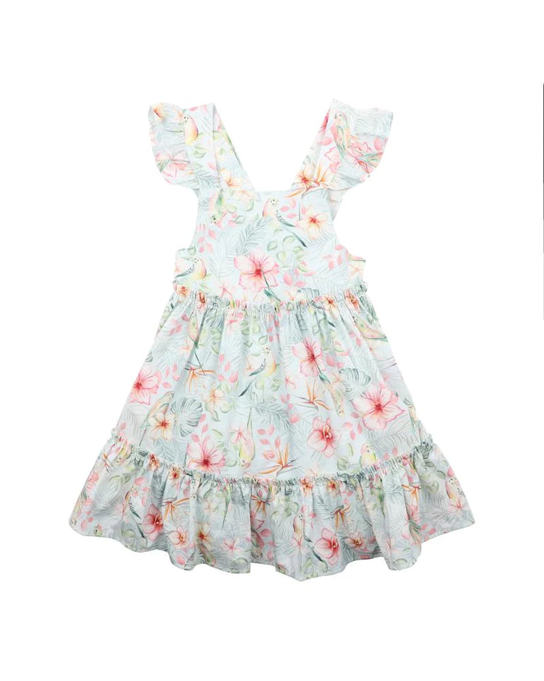 Bebe Budgie Blue Floral Dress 3-7 Years