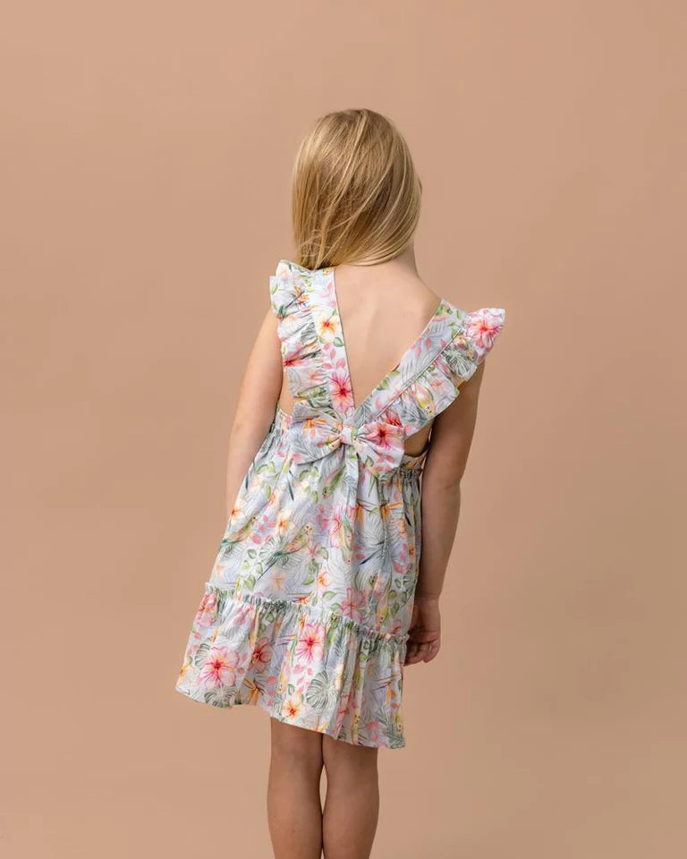 Bebe Budgie Blue Floral Dress 3-7 Years