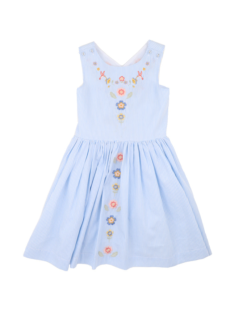 Fox & Finch Songbird Stripe Embroidered Cross Back Dress