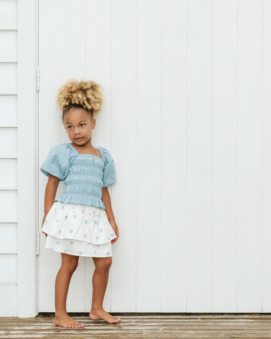 Fox & Finch Piccolina Shirred Balloon Short Sleeve Top