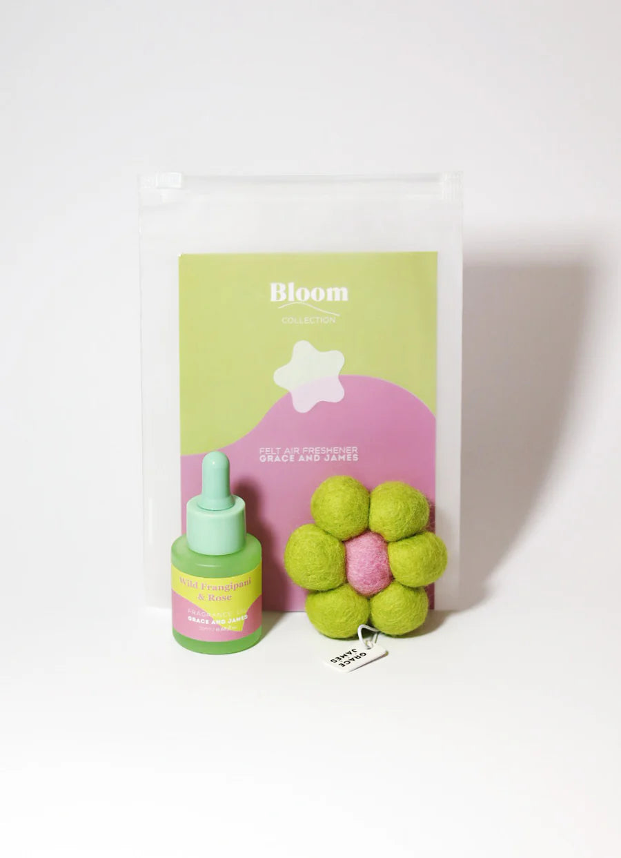 Grace and James Wild Frangipani & Rose - Felt Air Freshener