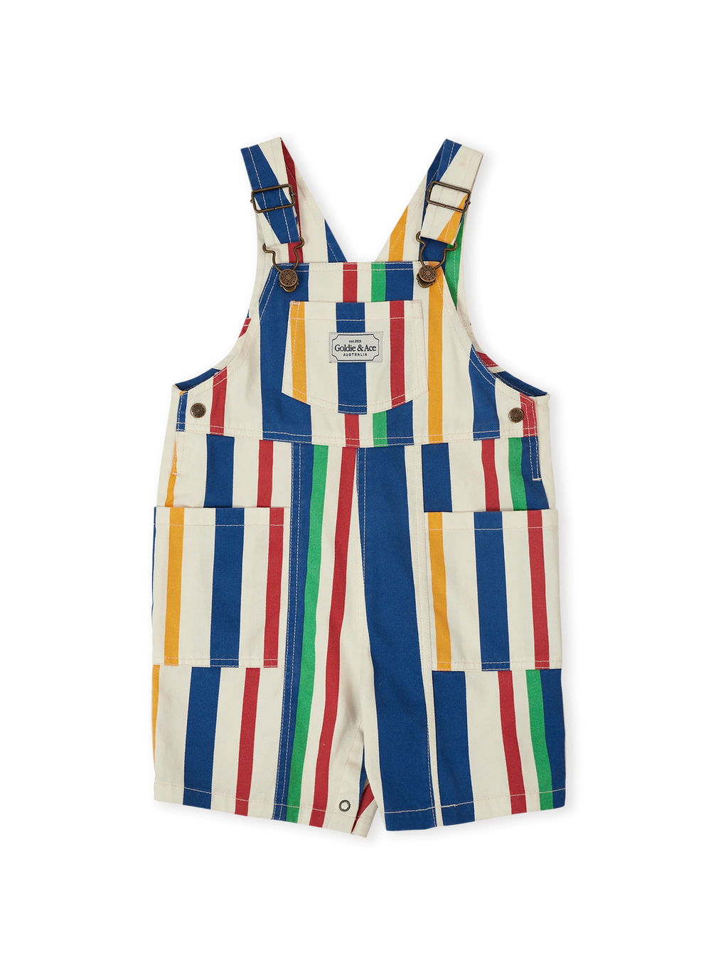 Goldie + Ace 90's Bold Stripe James Denim Pocket Overalls