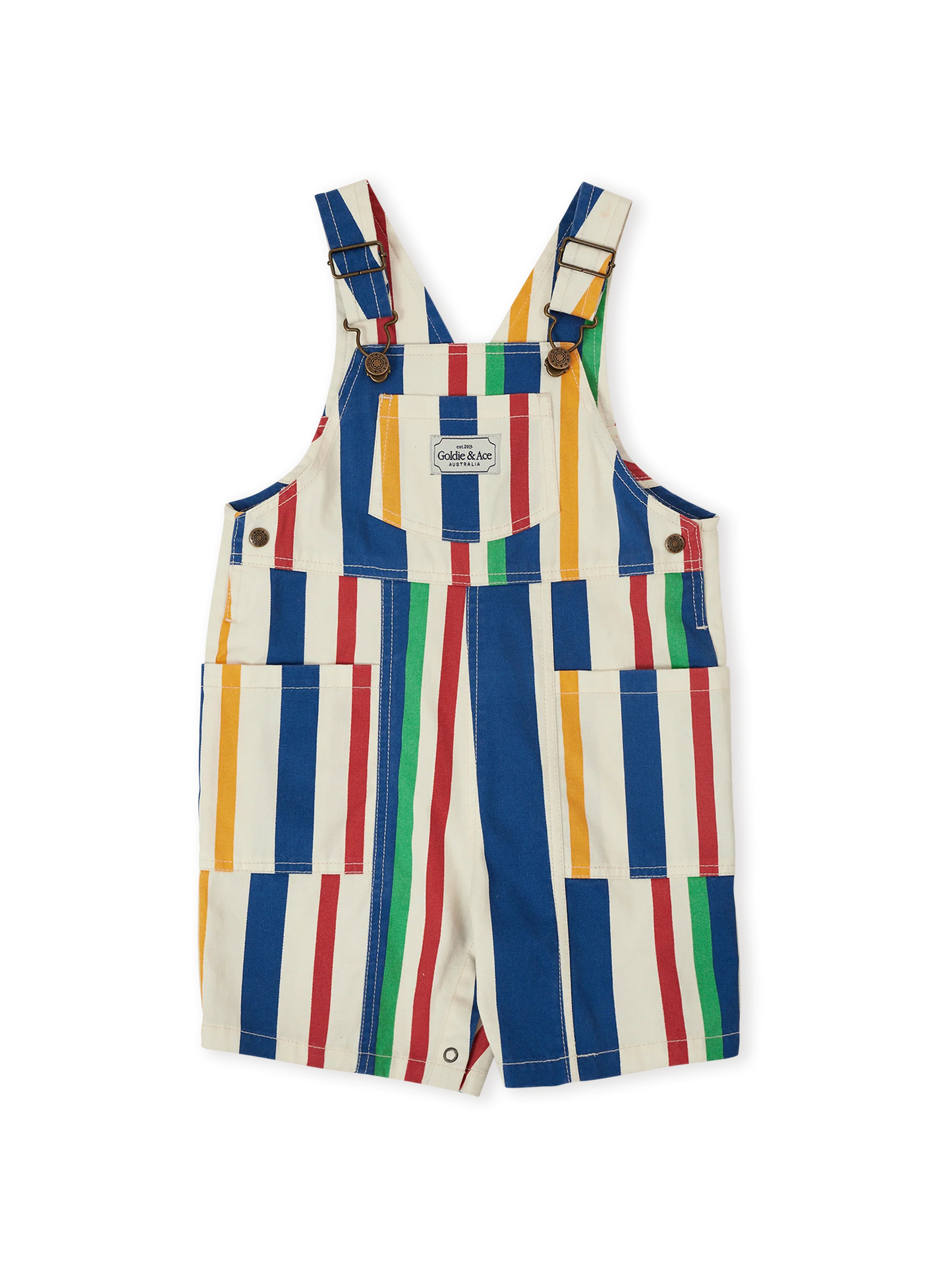 Goldie + Ace 90's Bold Stripe James Denim Pocket Overalls