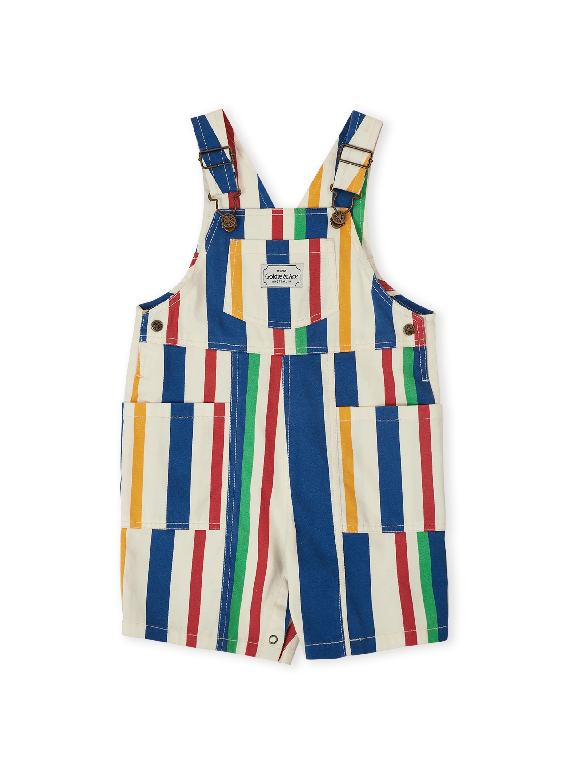 Goldie + Ace 90's Bold Stripe James Denim Pocket Overalls