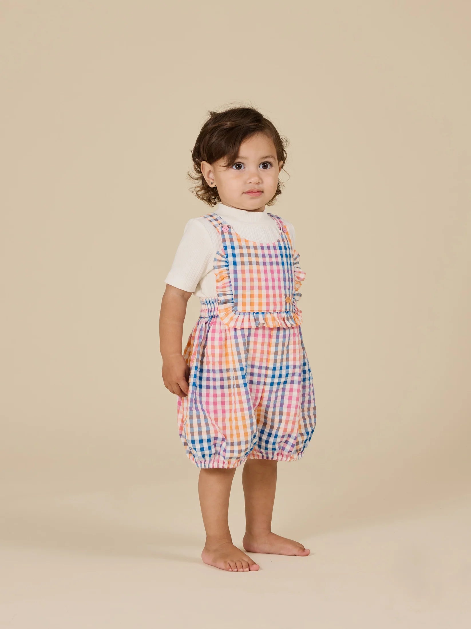 Goldie + Ace Rainbow Gingham Bubble Frill Romper