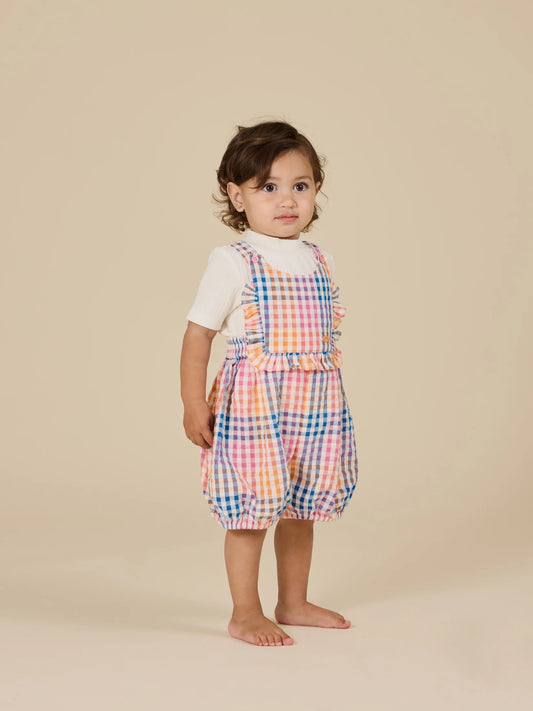 Goldie + Ace Rainbow Gingham Bubble Frill Romper