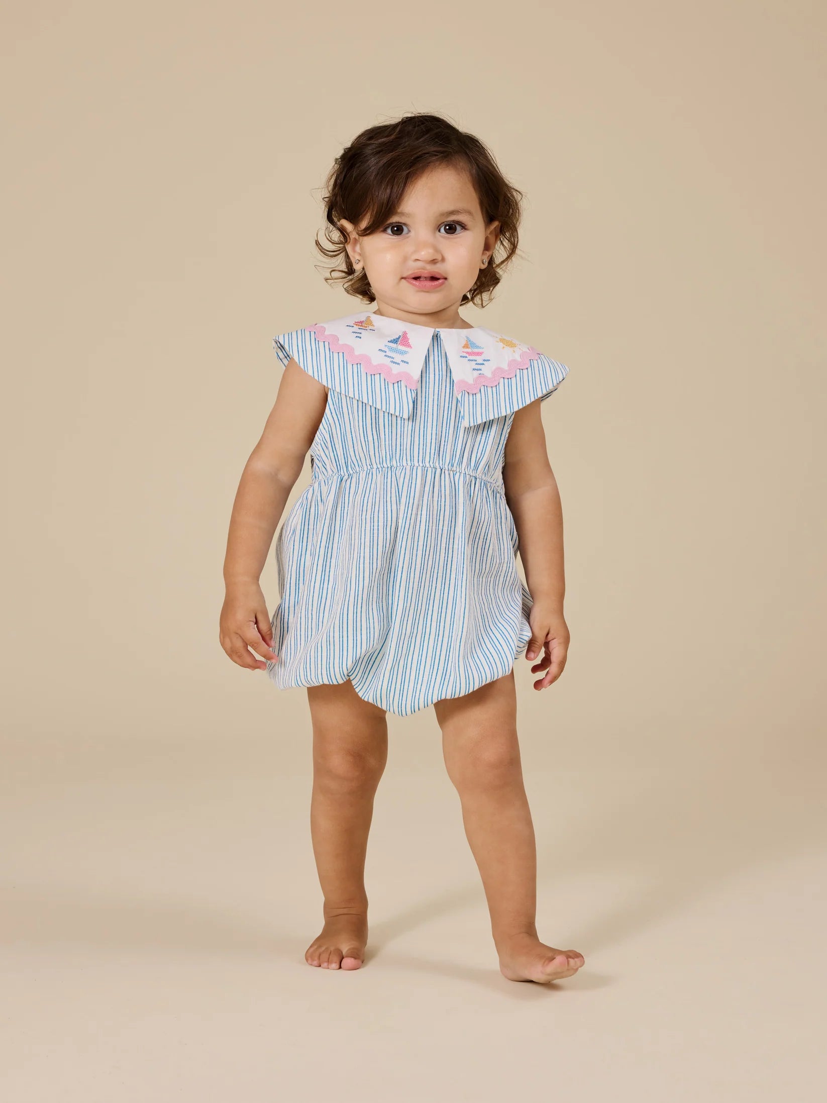 Goldie + Ace Sailor Stripe Ava Collared Romper