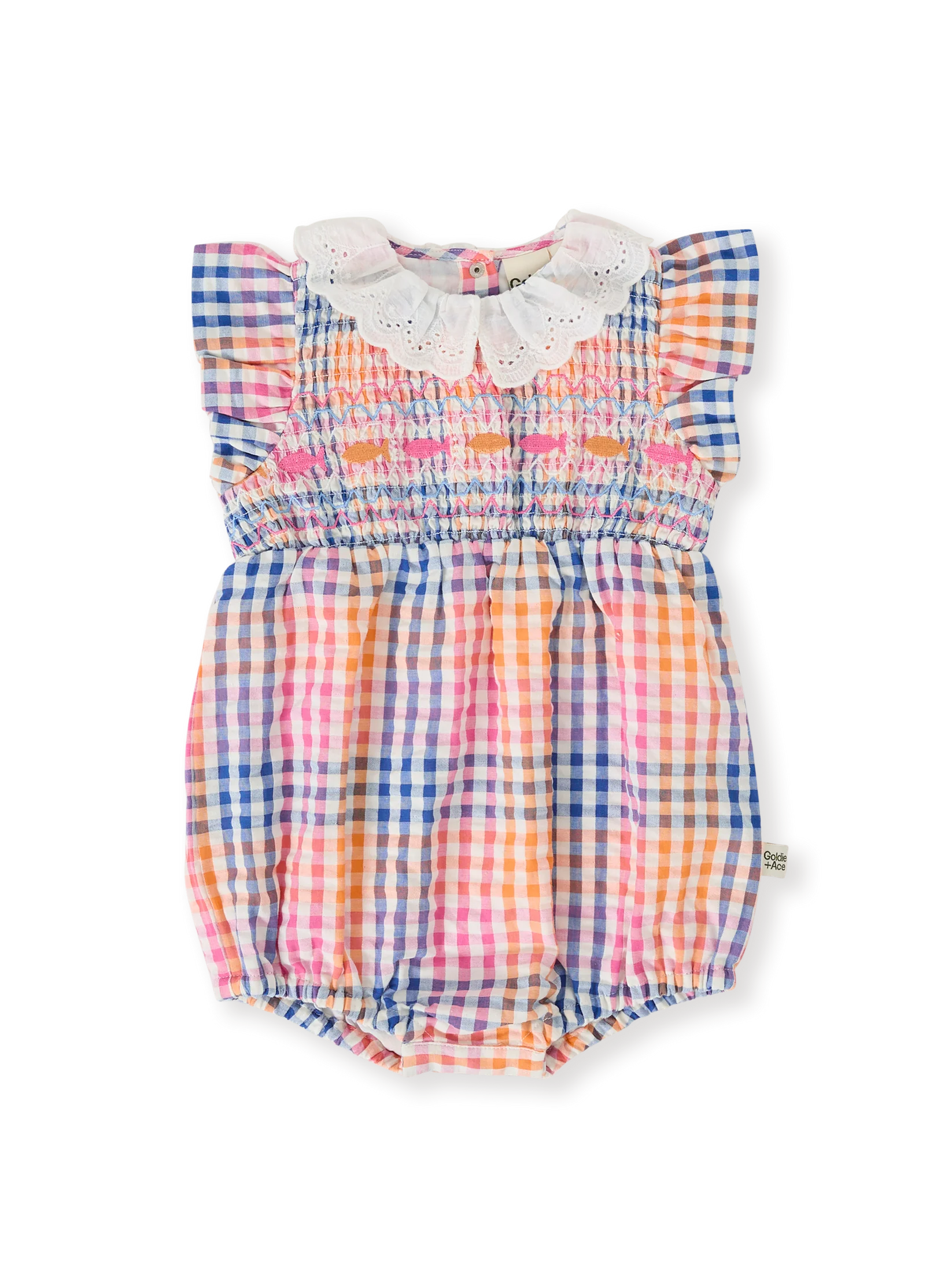 Goldie Ace + Rainbow Gingham Lani Smocked Romper