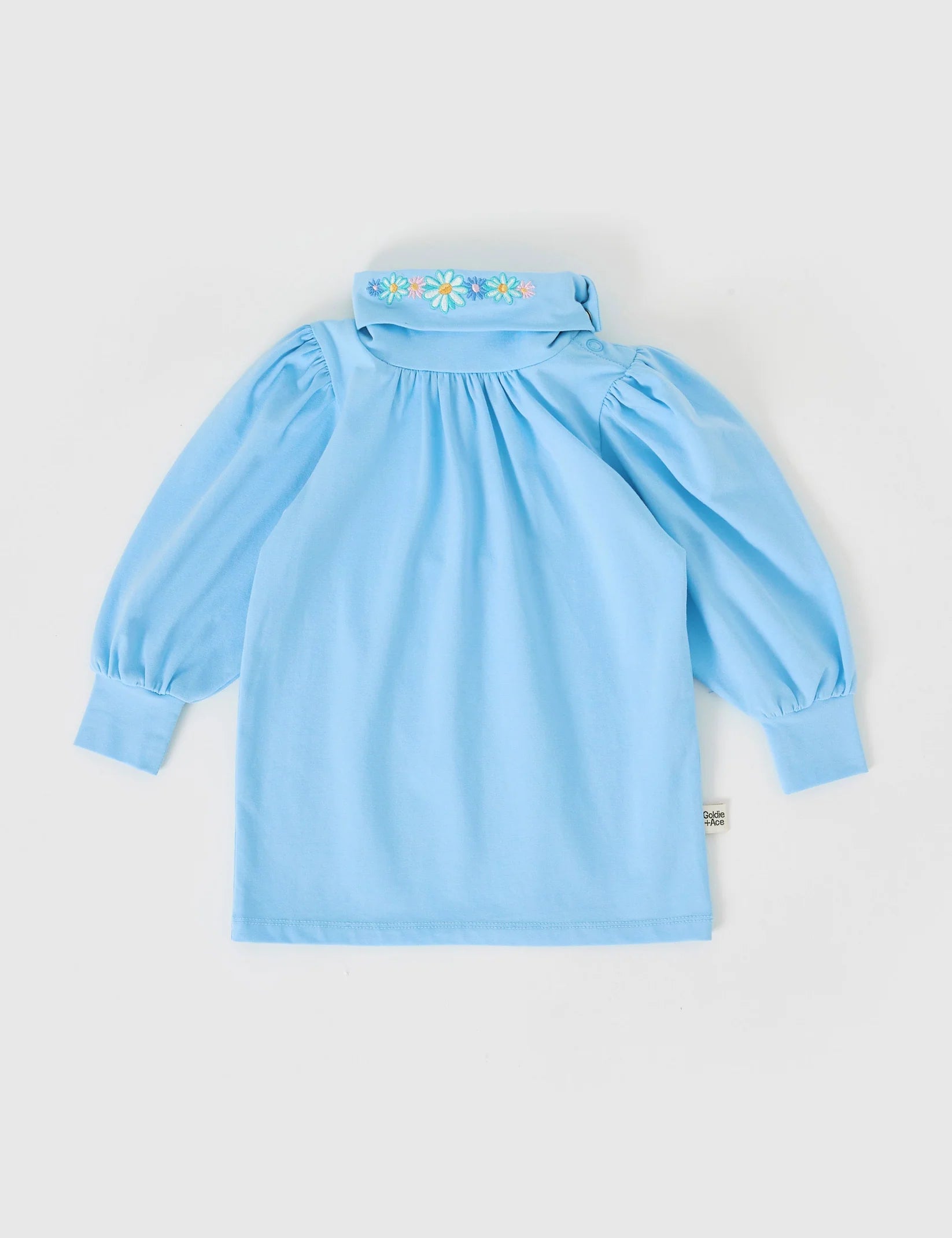 Goldie + Ace Sofia Embroidered Puff Sleeve Skivvy Sky Blue