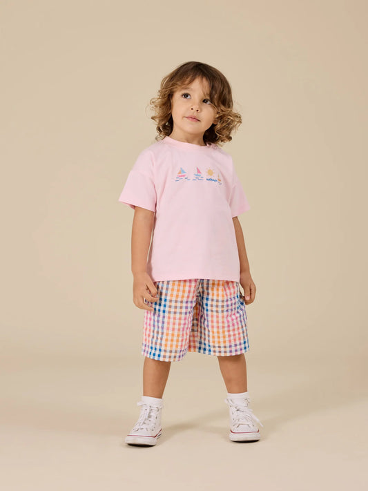 Goldie + Ace Rainbow Gingham Kirby Relaxed Shorts