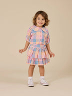 Goldie + Ace Rainbow Gingham Ria Ruffle Skirt