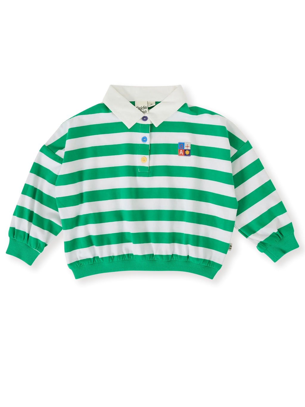 Goldie + Ace Kit Wide Stripe Relaxed Rugby Sweat Top