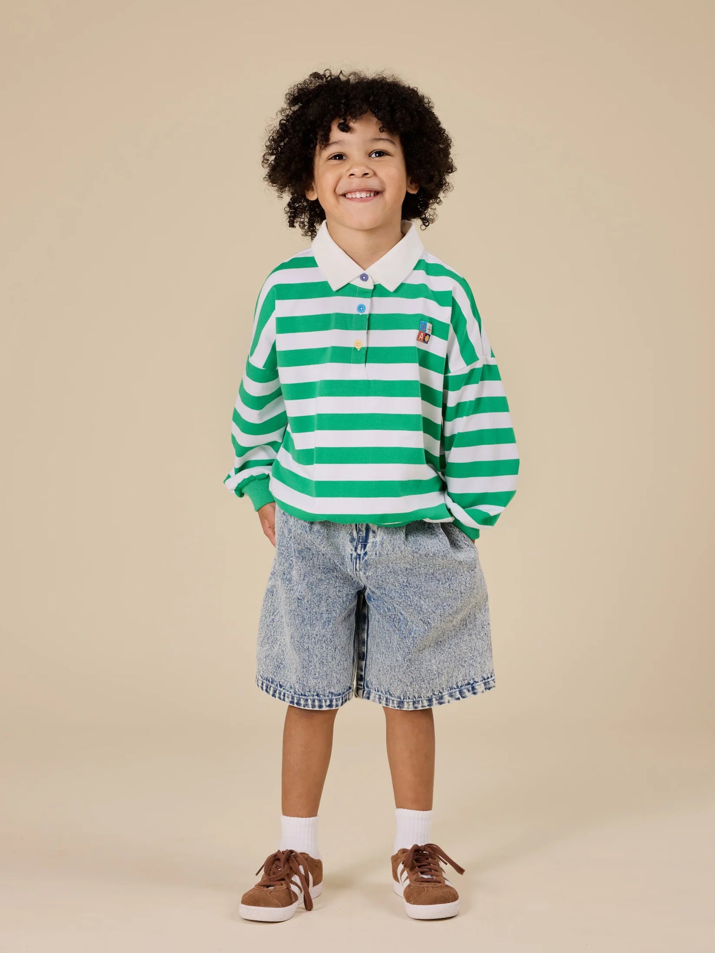 Goldie + Ace Kit Wide Stripe Relaxed Rugby Sweat Top