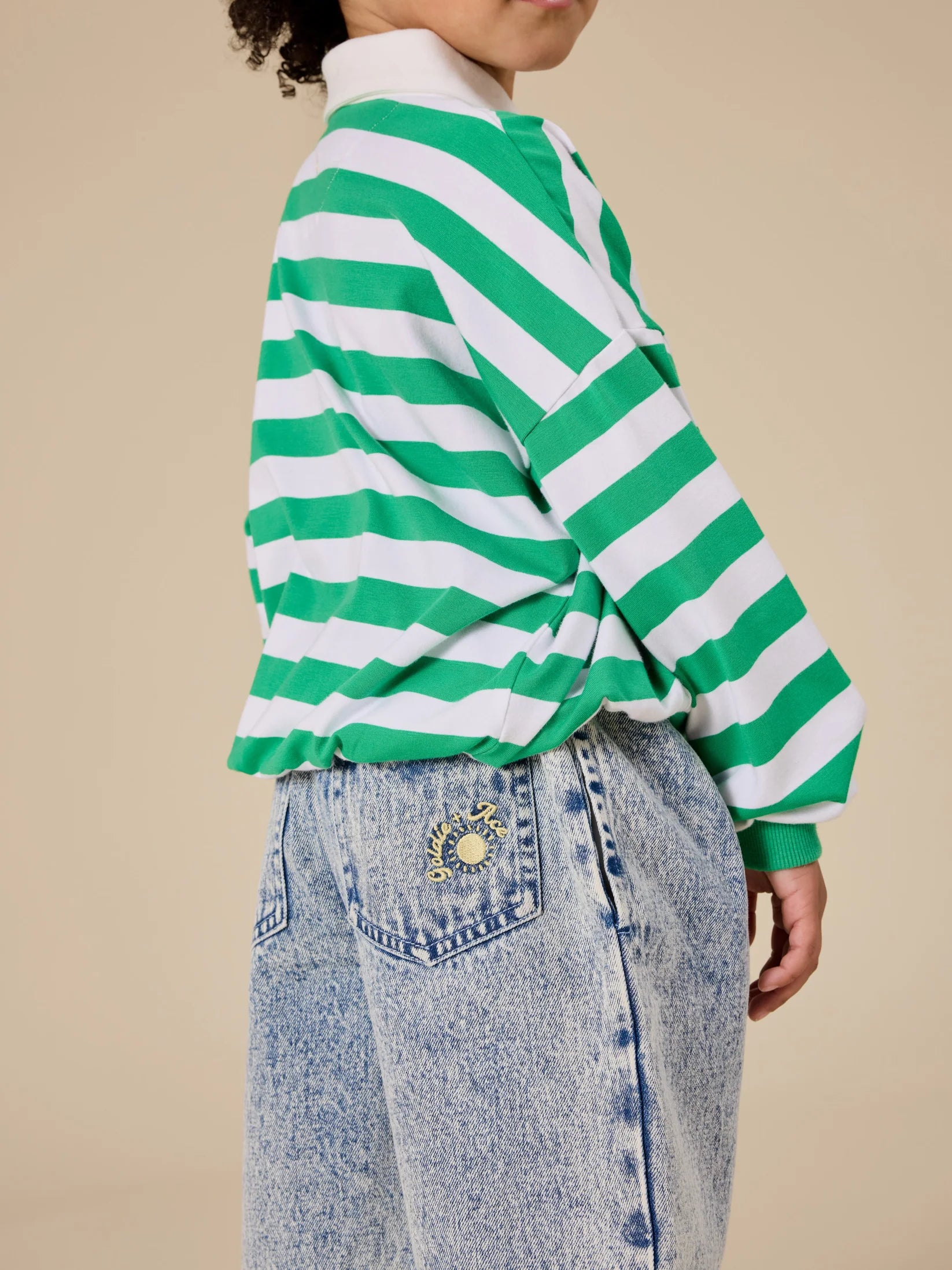 Goldie + Ace Kit Wide Stripe Relaxed Rugby Sweat Top