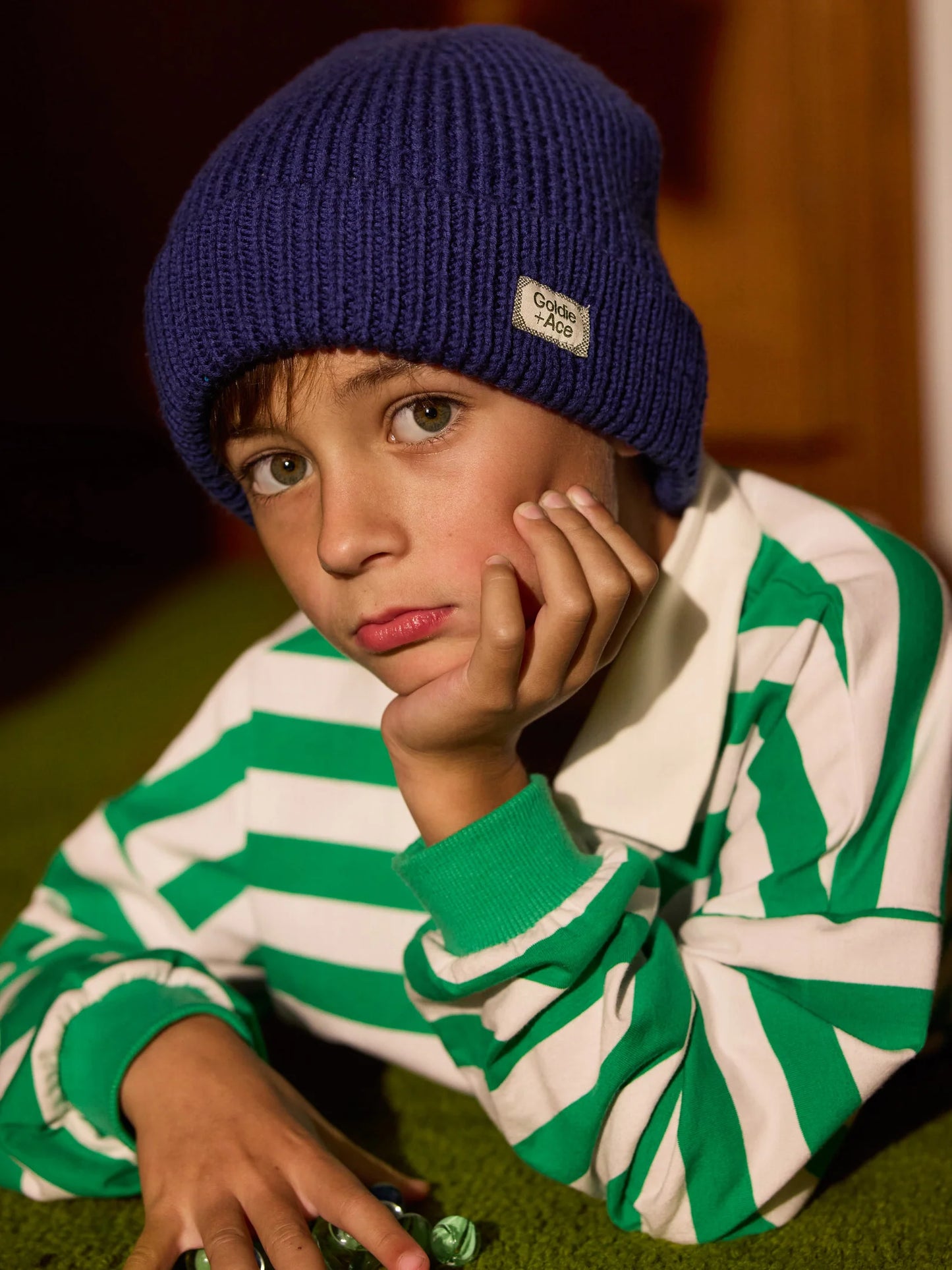 Goldie + Ace Kit Wide Stripe Relaxed Rugby Sweat Top