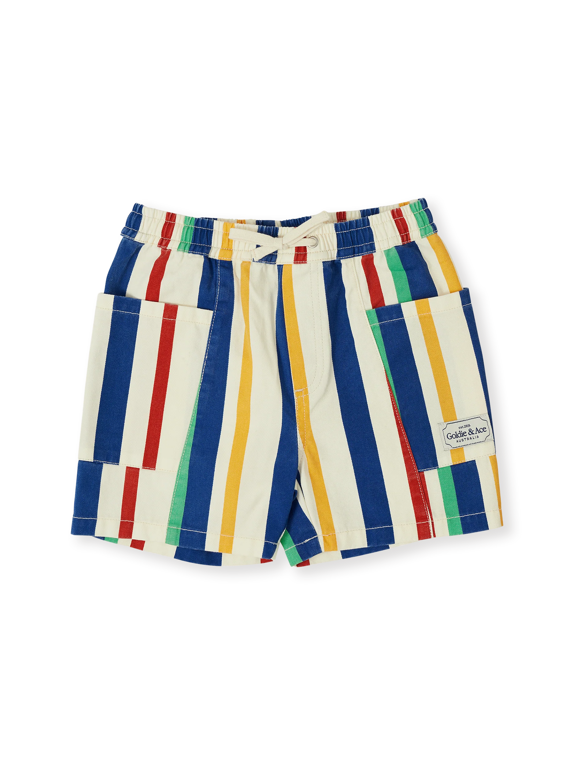 Goldie + Ace 90's Bold Stripe Noah Denim Pocket Shorts