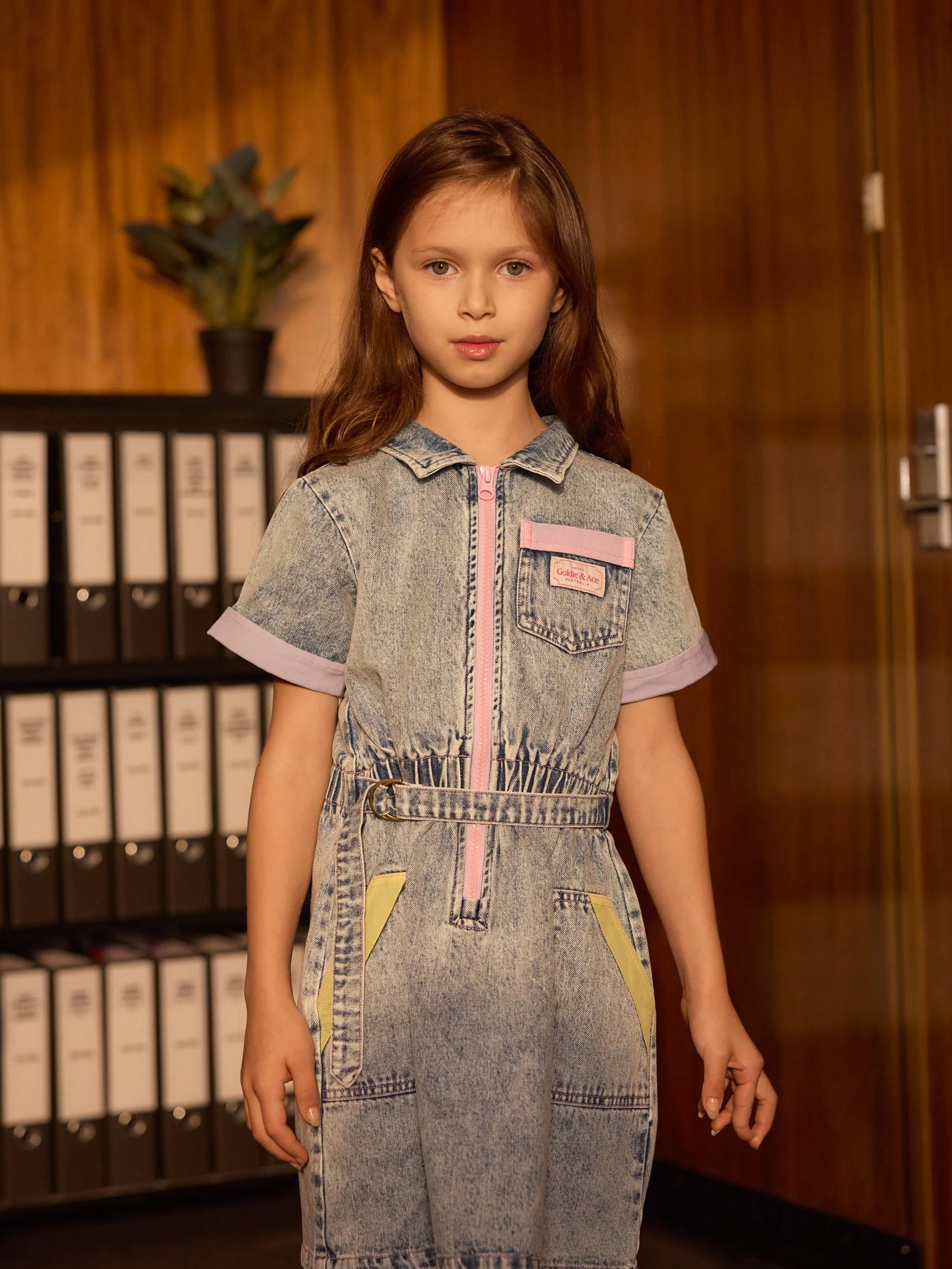 Goldie + Ace Pastel Pop Piper Denim Belted Dress