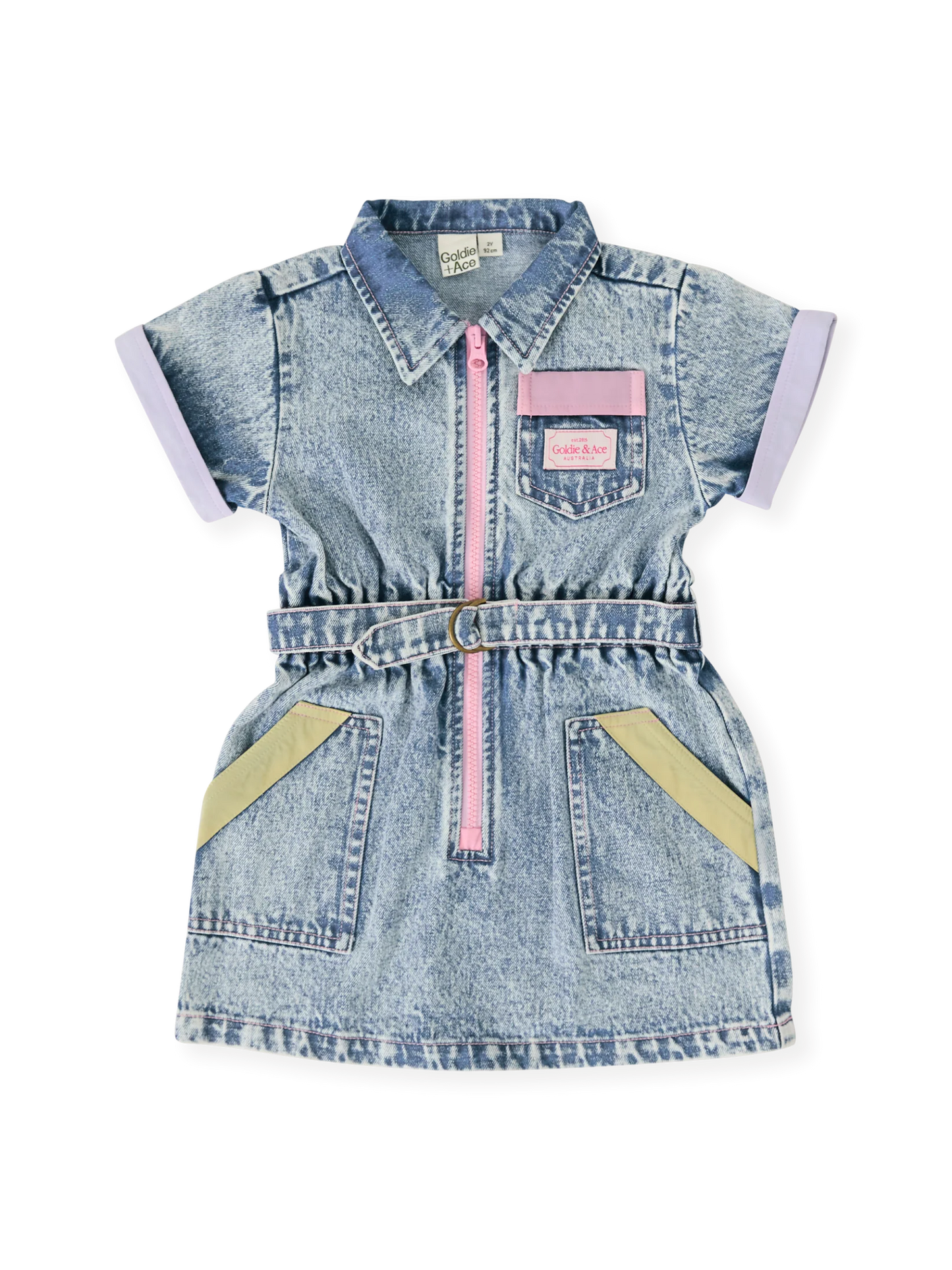Goldie + Ace Pastel Pop Piper Denim Belted Dress