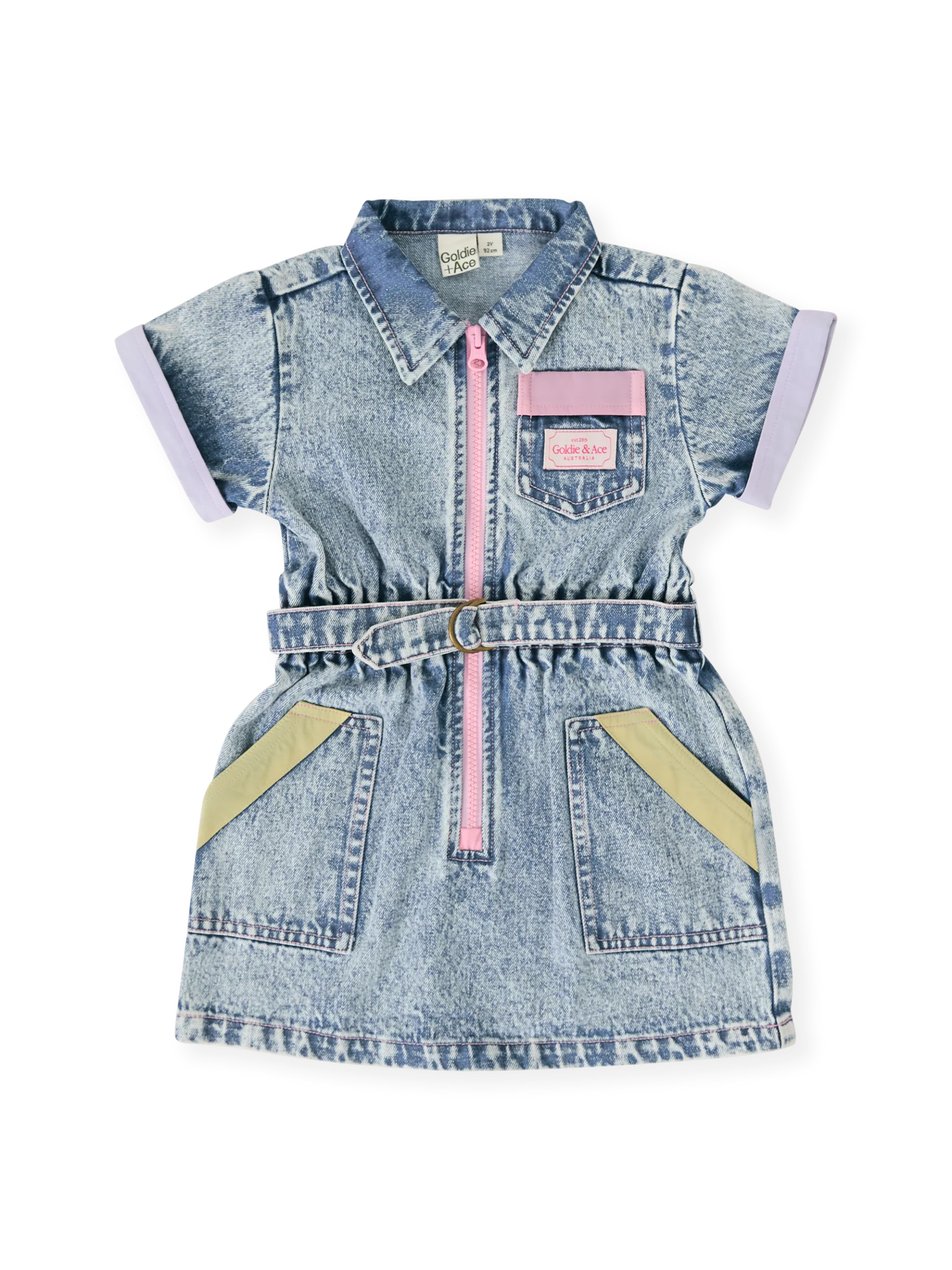Goldie + Ace Pastel Pop Piper Denim Belted Dress